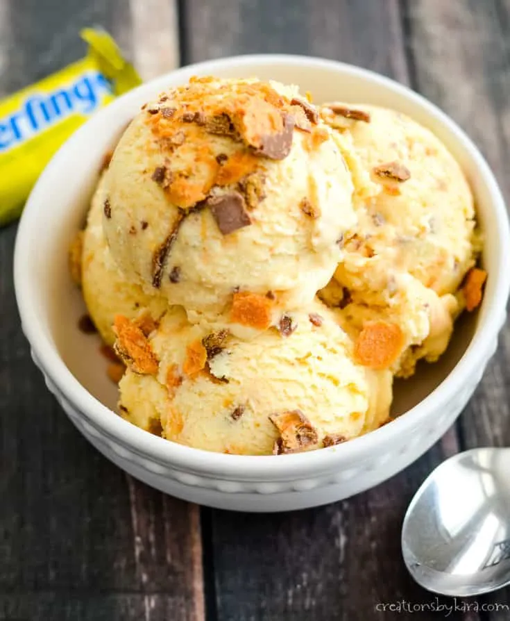 Homemade Butterfinger Ice Cream